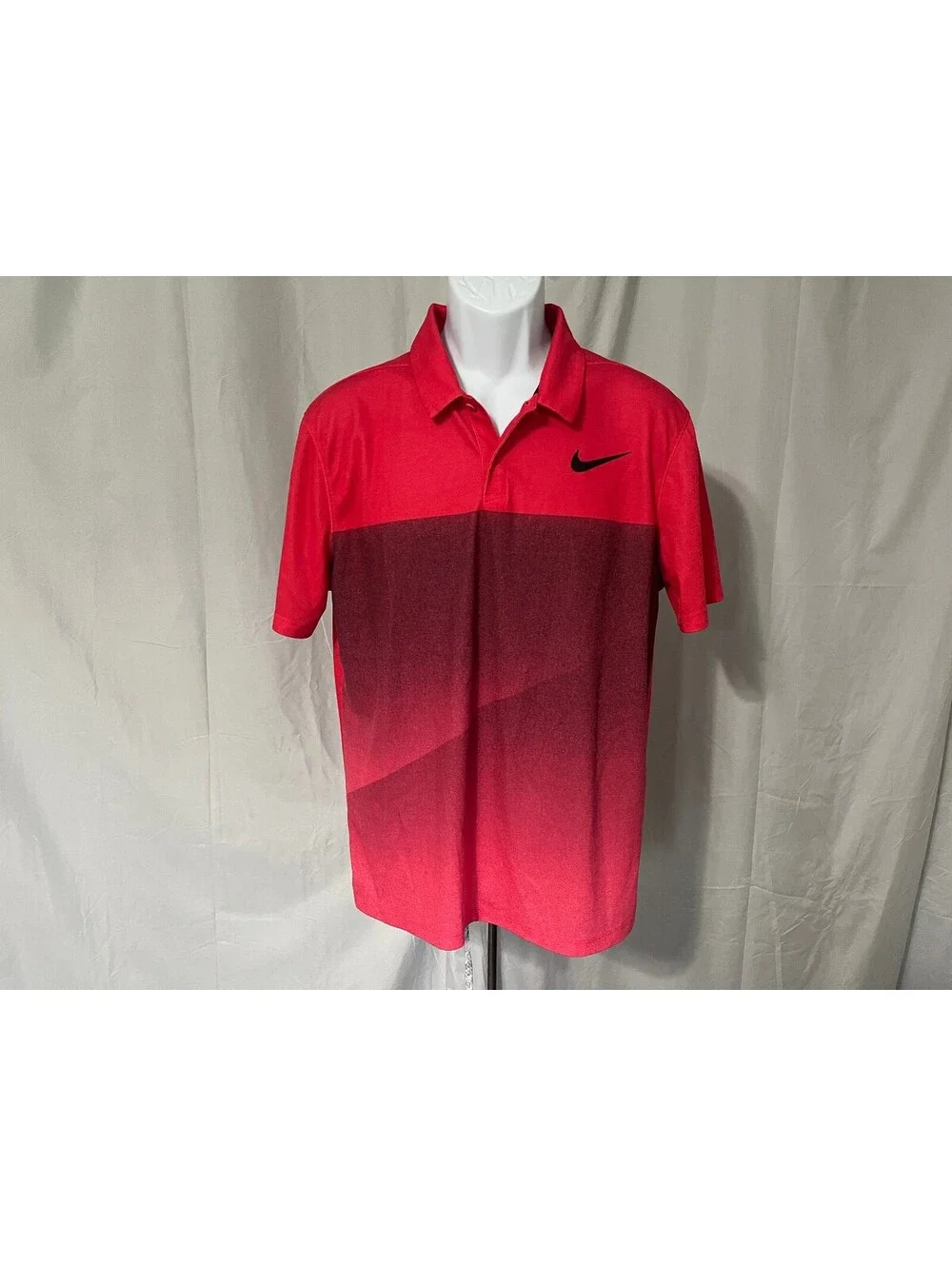 Nike Men's Red Black Modern Fit Short Sleeve Golf Polo Large L EUC